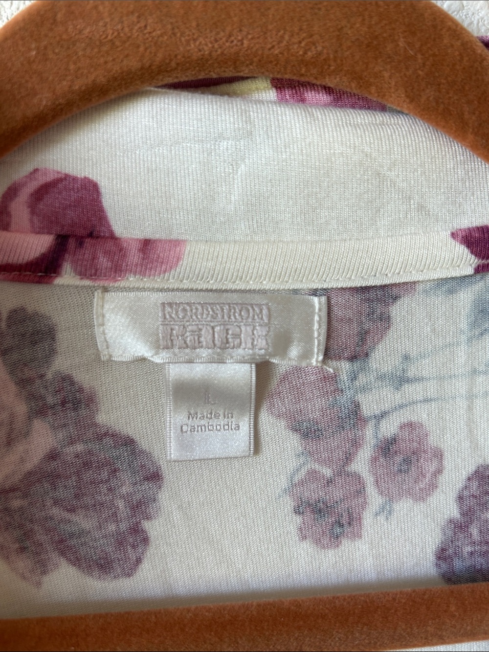 Floral Long-Sleeve Pajama Set in Cream with Pink and Blue Flowers - Picture 2 of 9